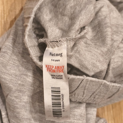 Nutmeg Grey Joggers Sweatpants Elastic Waist Cuffed Bottoms Pants Age 5-6 Years