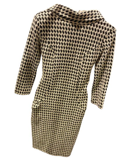 ERWE Houndstooth Sheath Dress Size 34 (US 2/4) Black & White Textured Knit