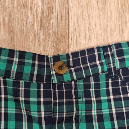 Only Kids Baby Boys Plaid Shorts Size 3/6M Green Navy Blue Elastic Waist