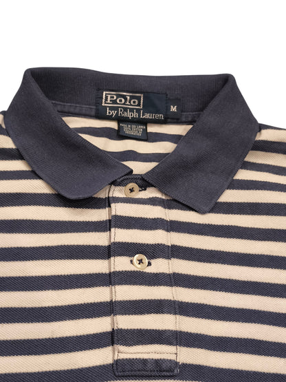 Polo Ralph Lauren Striped Polo Shirt Mens Medium Blue Beige M Classic Fit