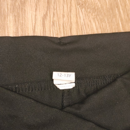 Girls Black Crossover Waist Flare Leggings Yoga Pants Size 12-13Y Stretch