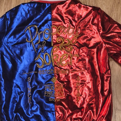 Harley Quinn Costume Jacket Kids Size 120 Red Blue Metallic Property of Joker