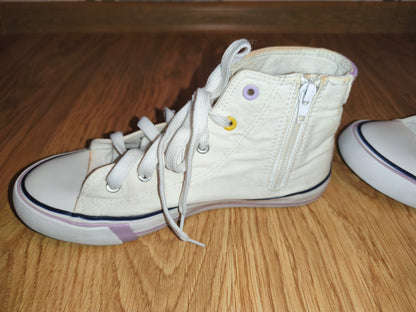 Women's/Teens White High-Top Canvas Sneakers with Side Zippers – EUR 37 (UK 4)