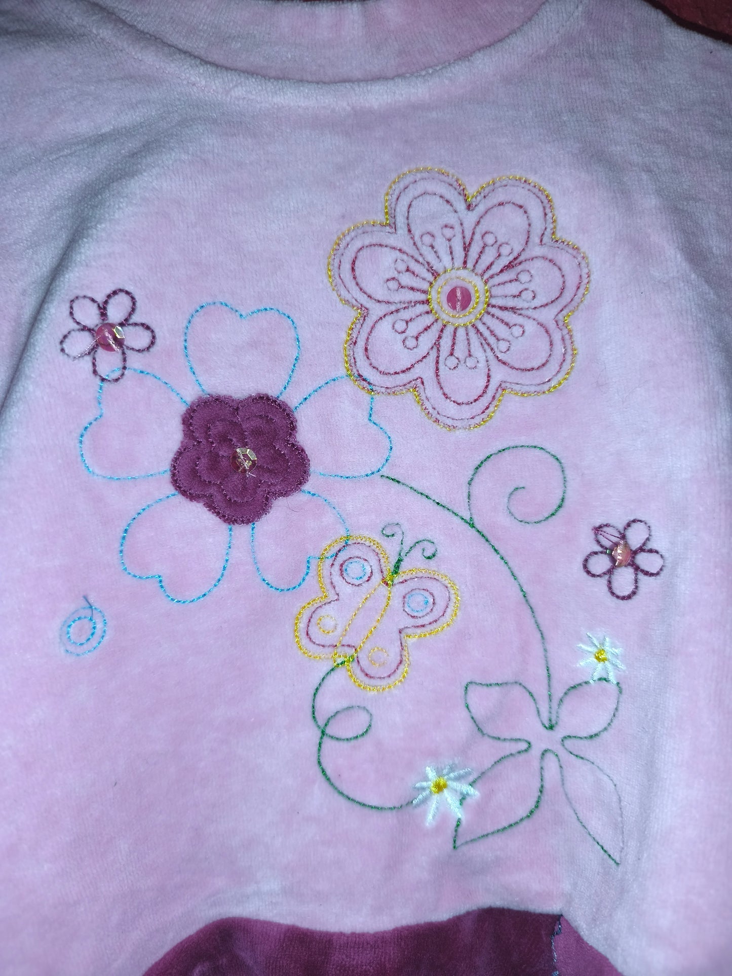 LubawA Toddler Girls Floral Embroidered Velour Sweatshirt Top – Size 92 (18-24 Months)