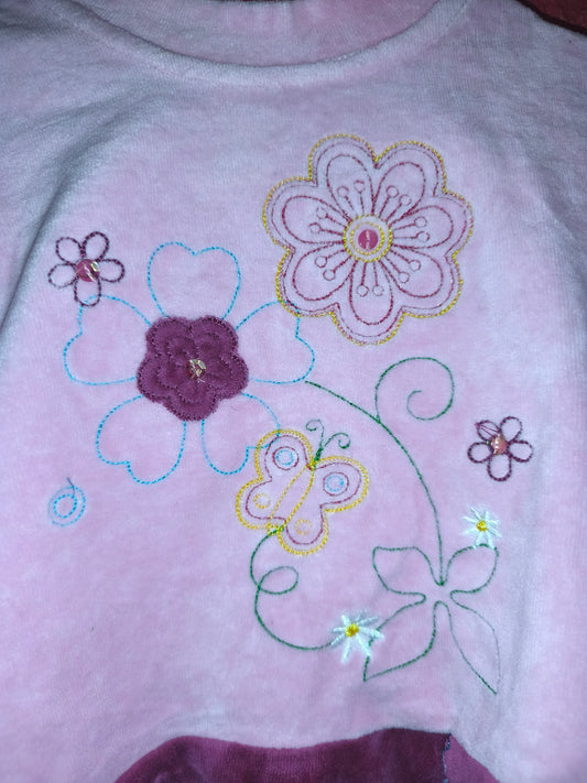 LubawA Toddler Girls Floral Embroidered Velour Sweatshirt Top – Size 92 (18-24 Months)