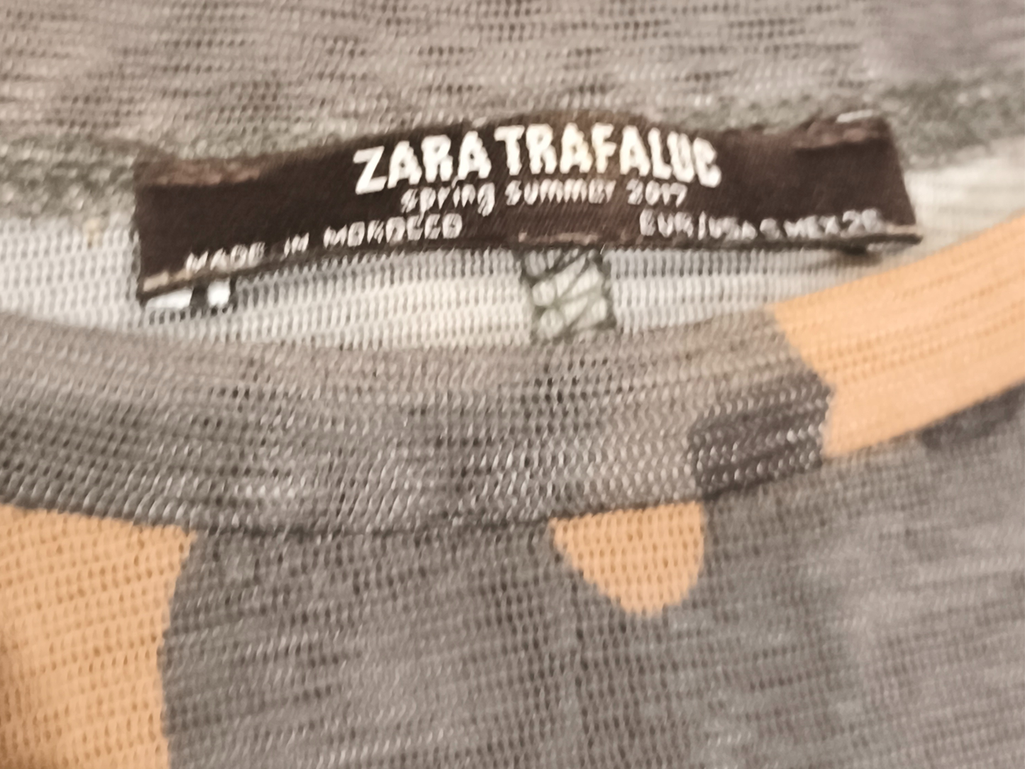 Zara TRF Camouflage Mesh Peplum Top S Camo Transparent Sheer Tee 2017