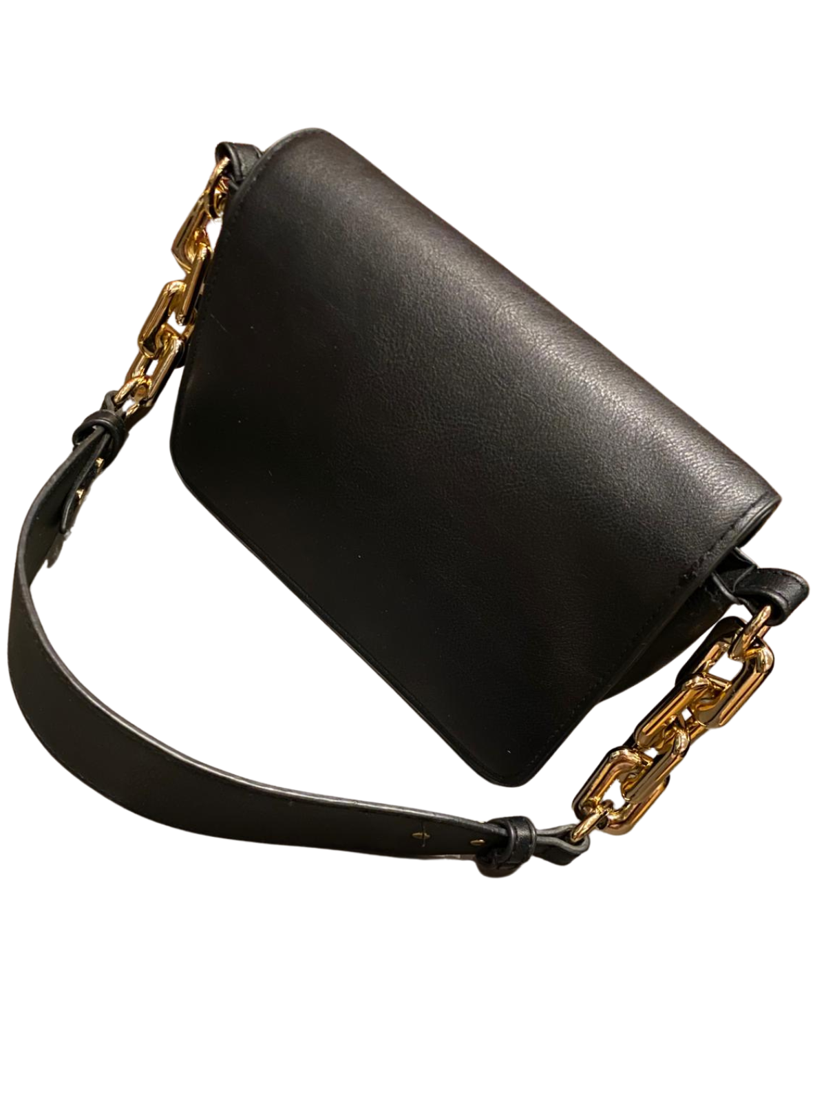 COSTES Black Shoulder Bag Gold Chunky Chain Link Strap Crossbody Minimalist