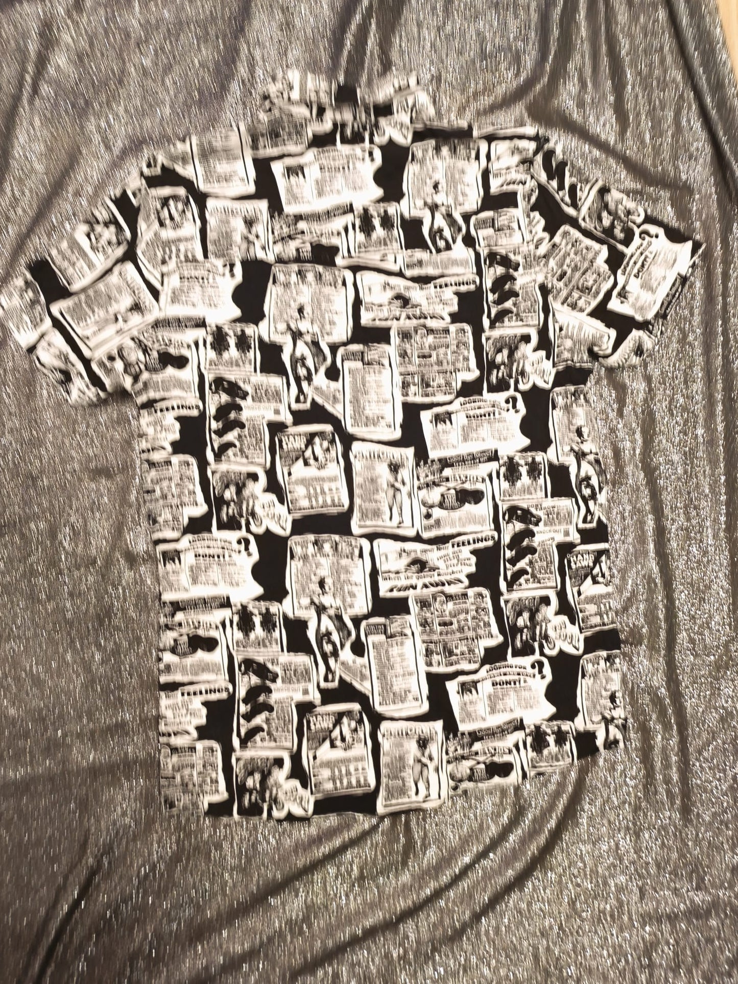 Empyre Men’s L Button Up Shirt Vintage Ad Newsprint Graphic Streetwear