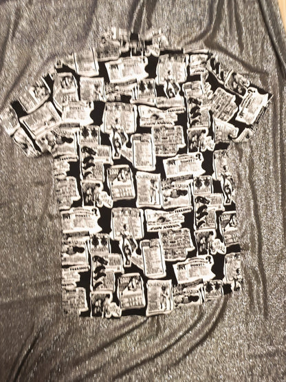 Empyre Men’s L Button Up Shirt Vintage Ad Newsprint Graphic Streetwear