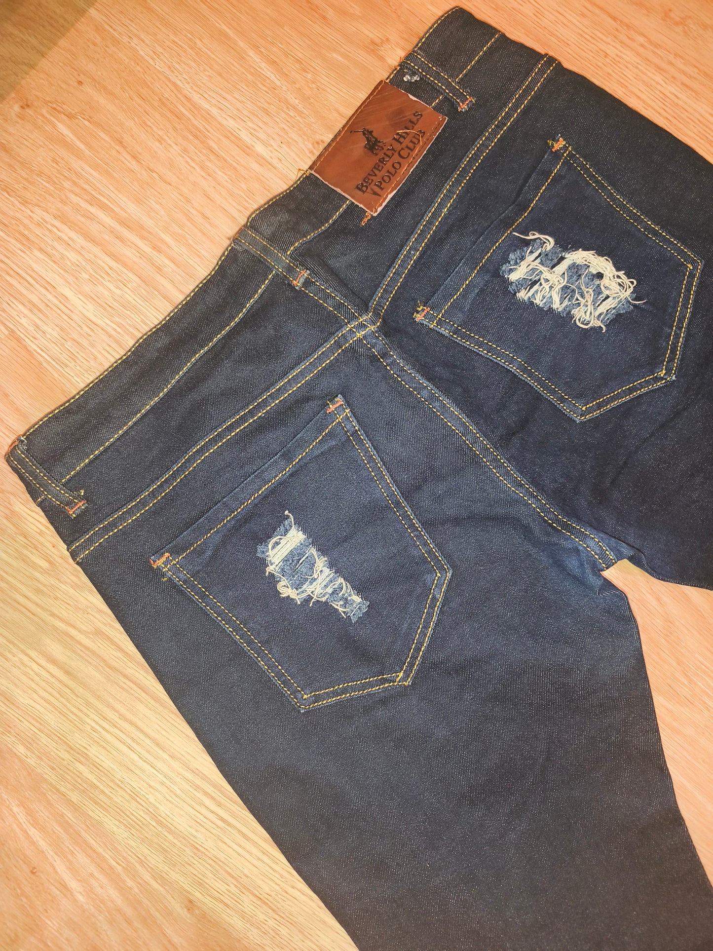 Beverly Hills Polo Club Men’s Dark Wash Distressed Slim Fit Jeans – W34