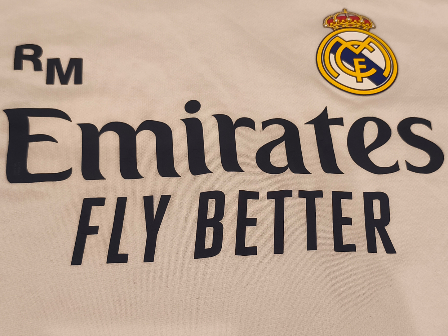 Real Madrid 2023-24 Home Jersey - White/Gold/Navy - Size Small - "Hala Madrid"