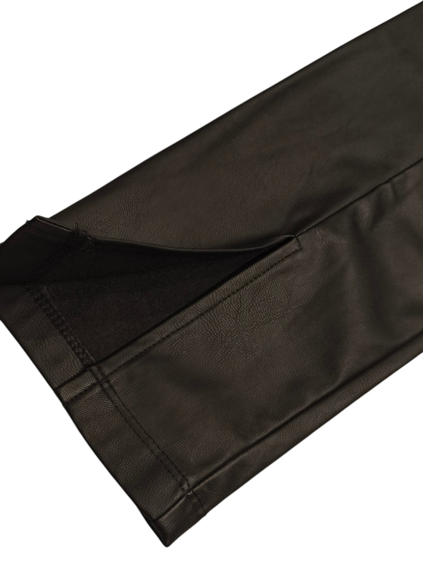 DESTINATION Girls Faux Leather Leggings Black Size 158 Split Hem Slim Fit