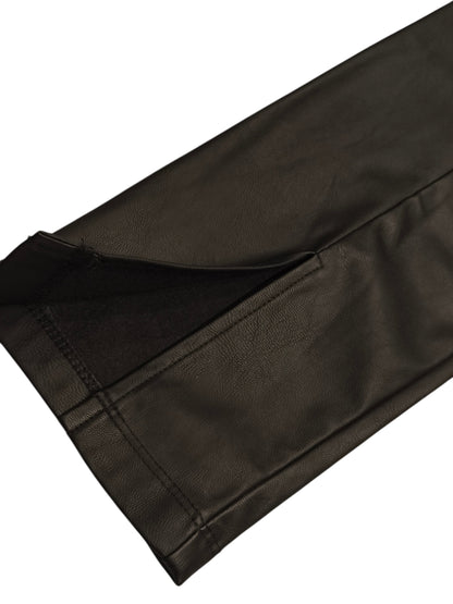 DESTINATION Girls Faux Leather Leggings Black Size 158 Split Hem Slim Fit