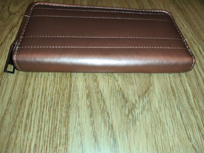 Metallic Rose Gold Quilted Zip-Around Long Wallet | Multi-Card Organizer Clutch
