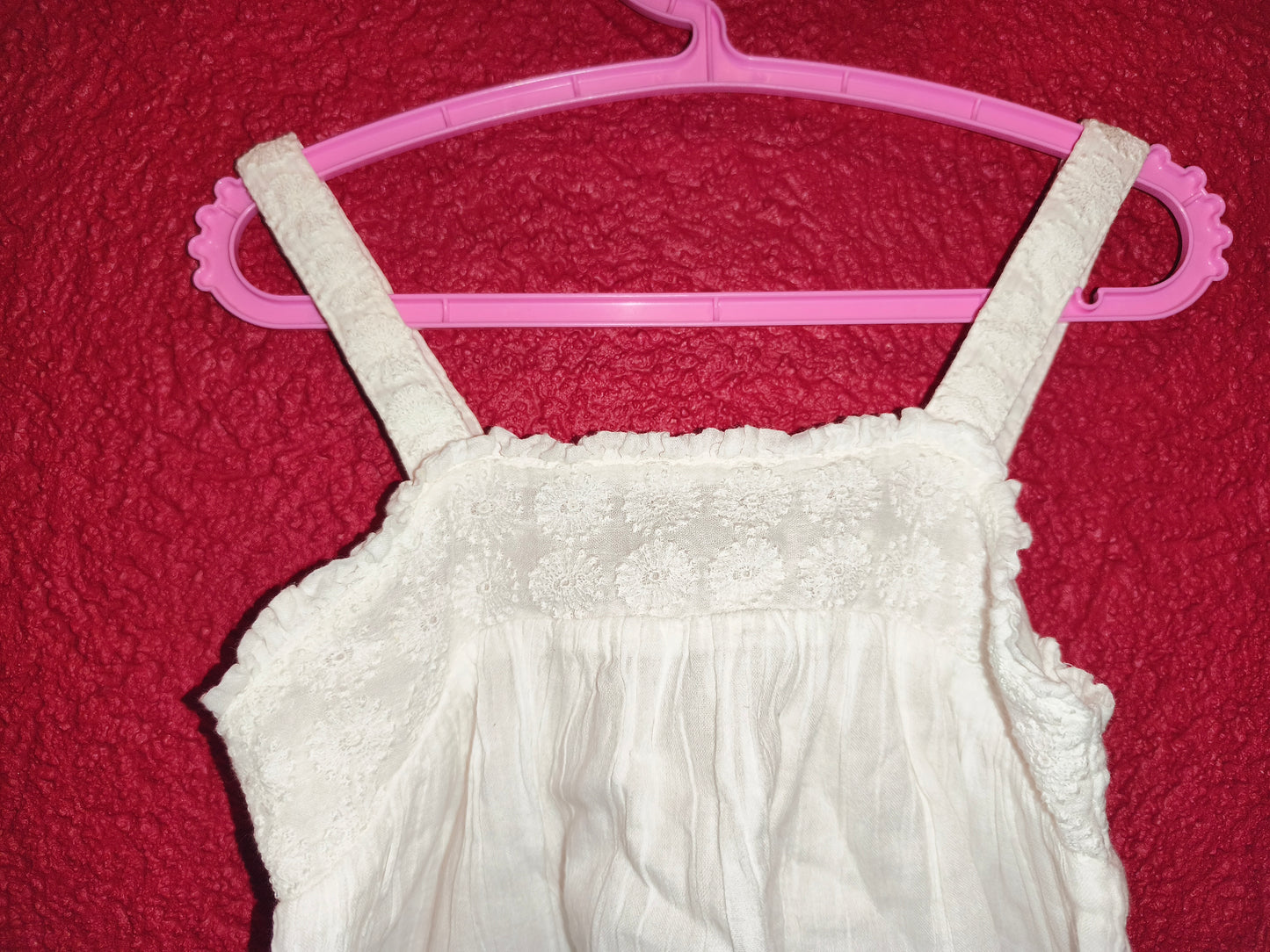 Mini Boden Girls White Broderie Anglaise Cotton Sun Top / Cami – Size 5-6 Years