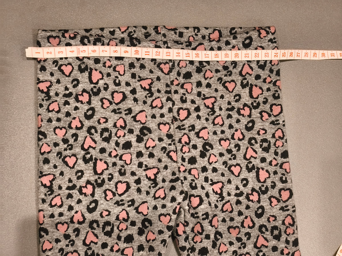Impidimpi Baby Girls Fleece Lined Leopard & Heart Print Leggings | Size 92 (1.5–2Y)