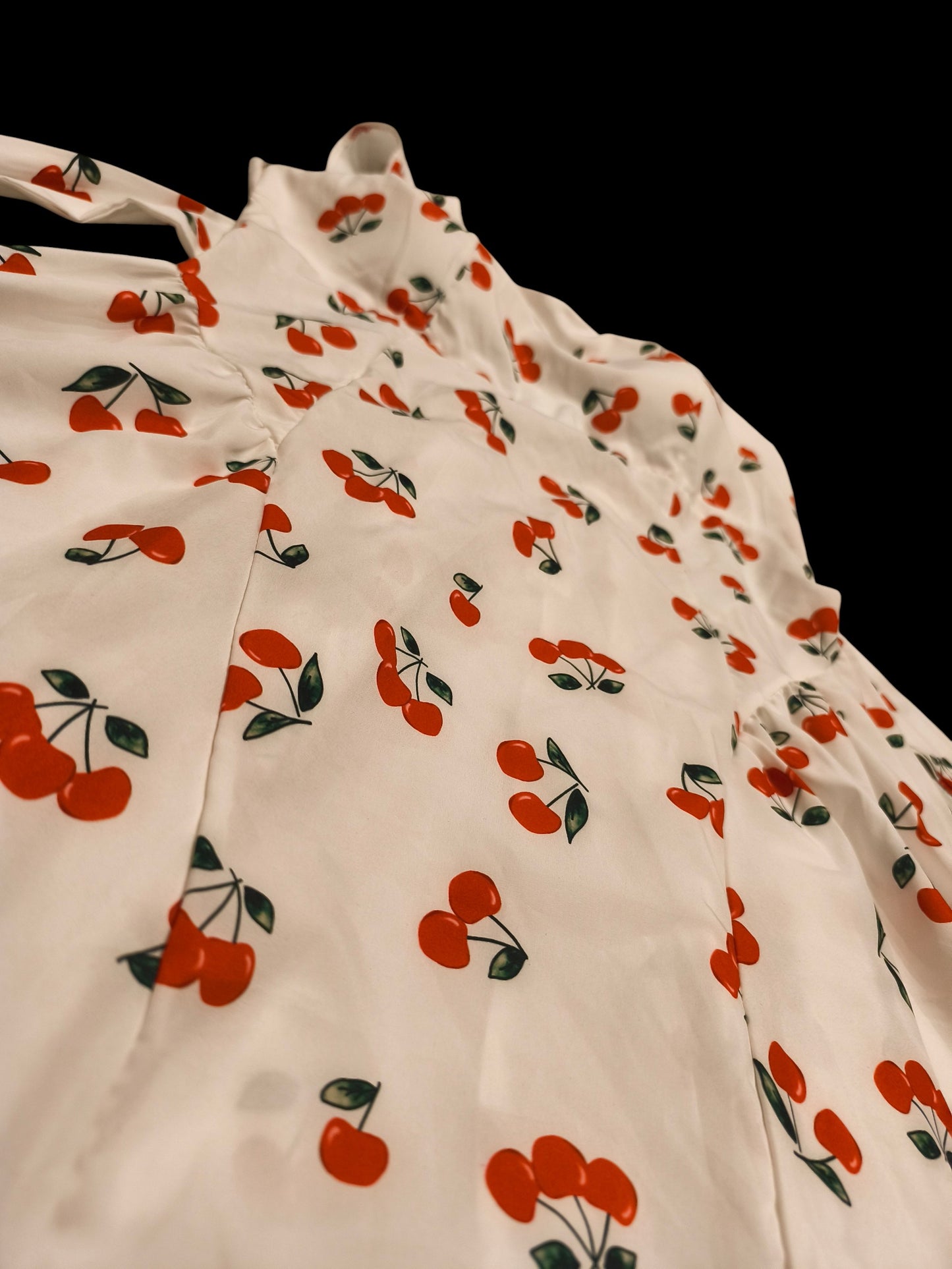 New Italian Cherry Print Sleeveless Dress/Tunic - White & Red - Size 16