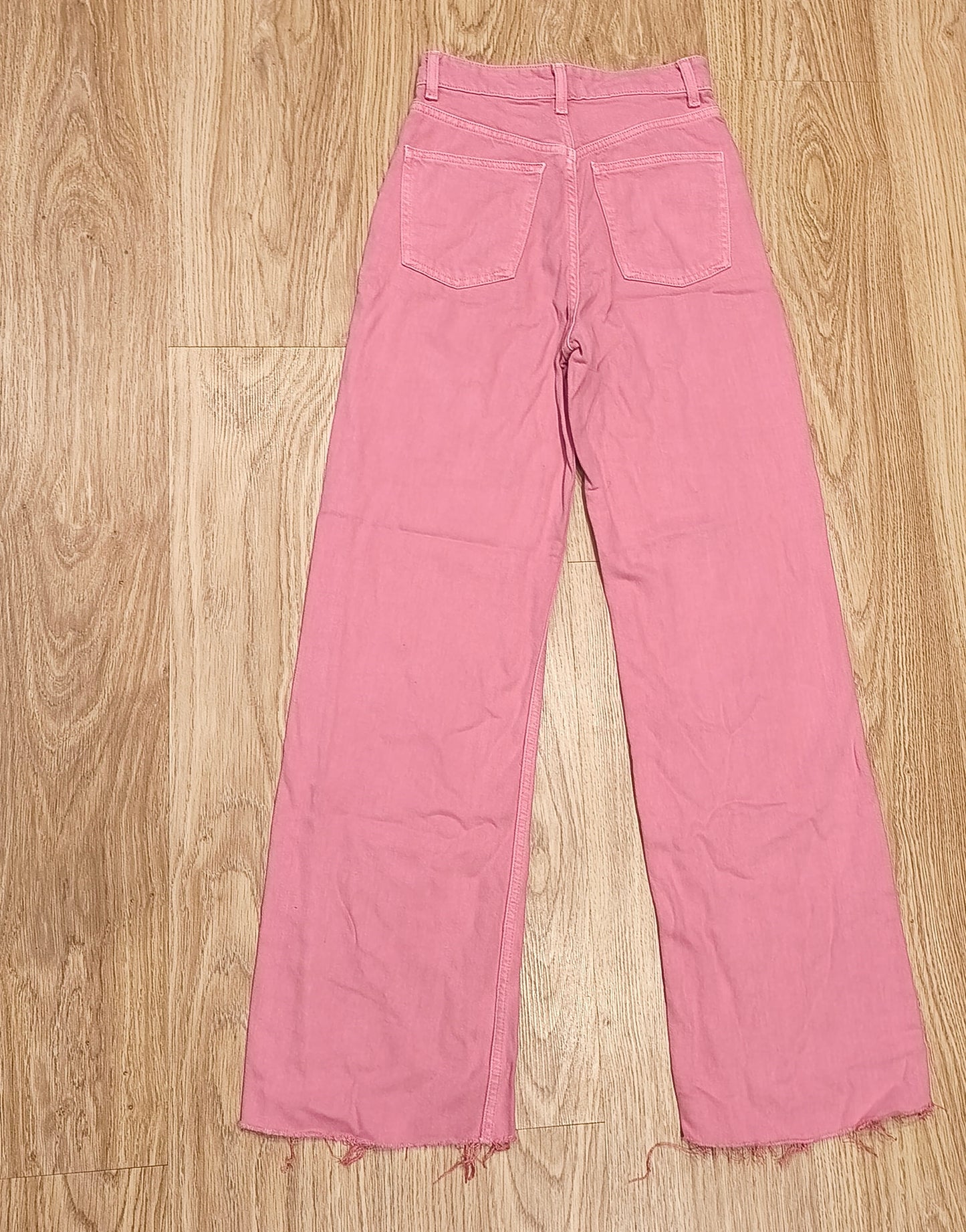 ZARA Pink High Waist Wide Leg Raw Hem Jeans Size EUR 34 US 02 MEX 24
