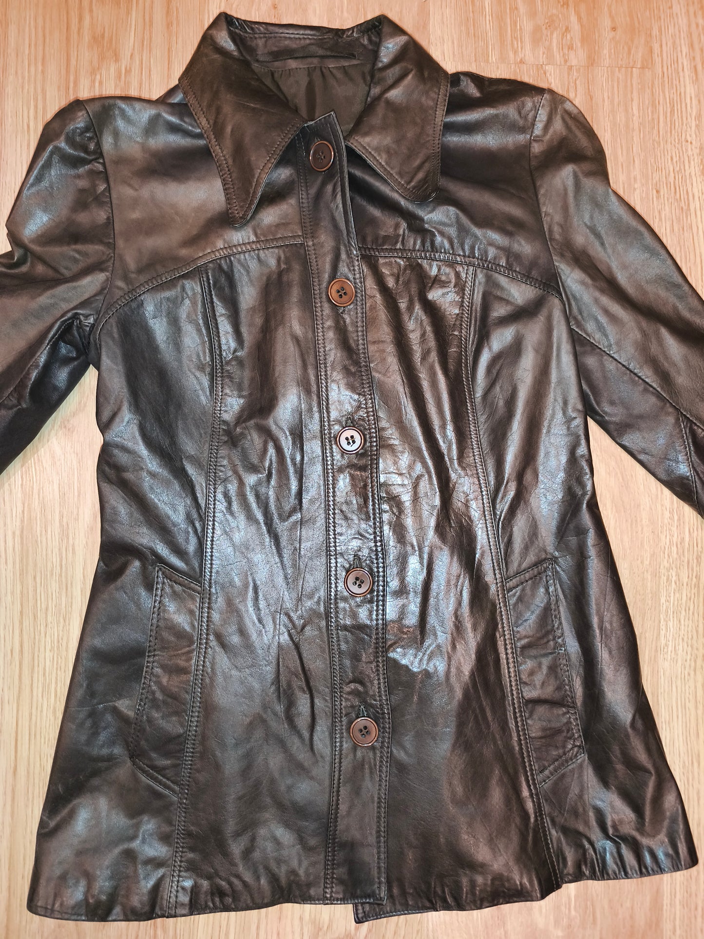 Vintage Fredrikson Jyväskylä Genuine Leather Jacket – Dark Brown – EU Size 36