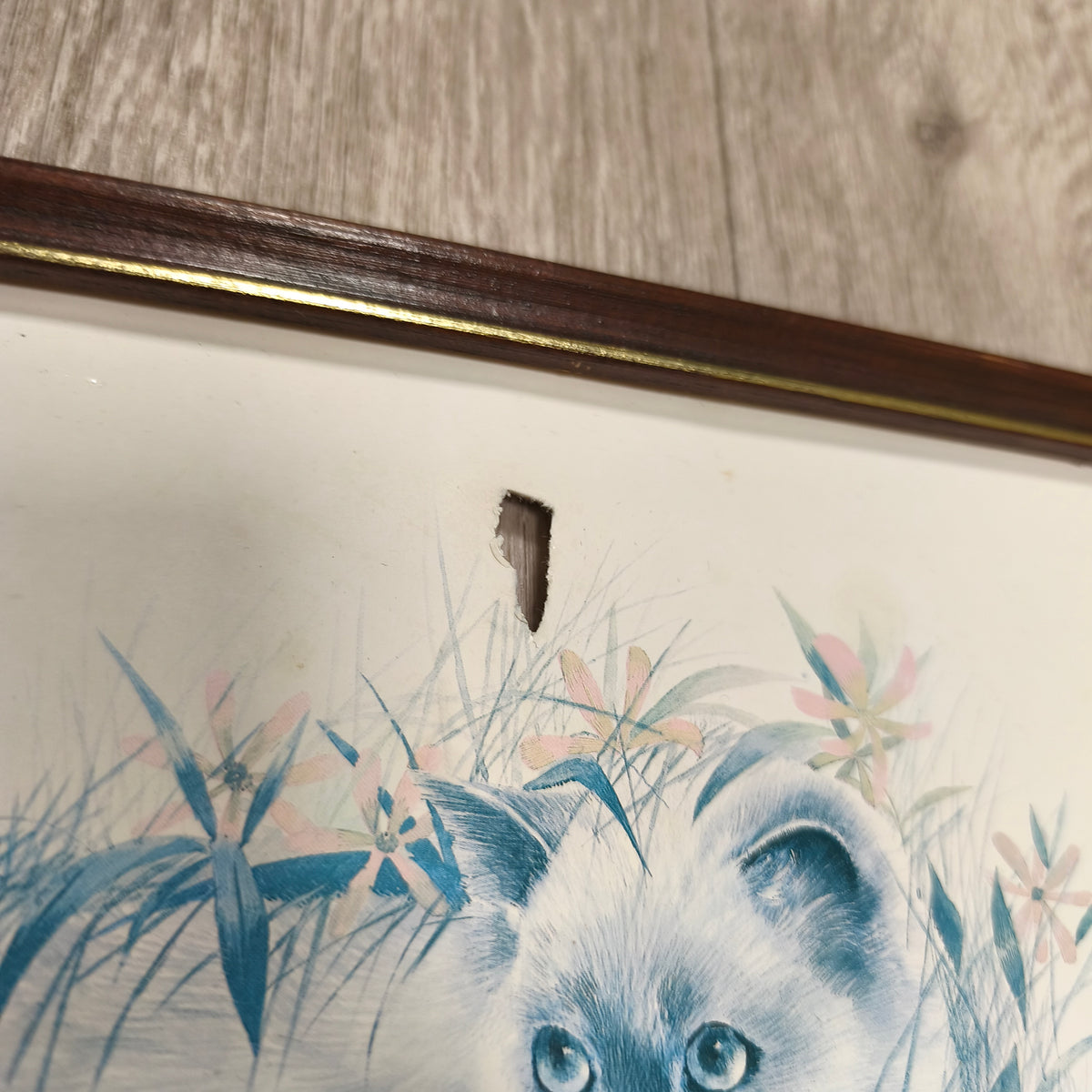 Vintage Framed Kitten Cat Art Print Fluffy Joel Kirk Felix Rosenstiel's Widow