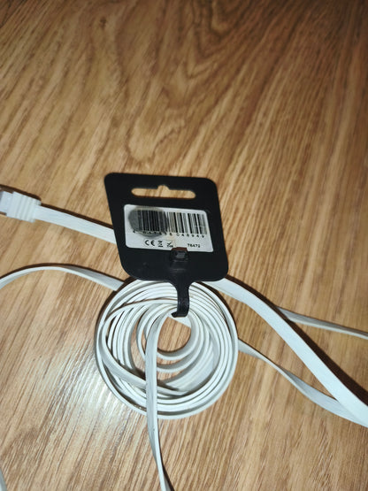 Slim Flat Cat6 U/UTP Ethernet Patch Cable – 3m White High-Speed LAN Cord