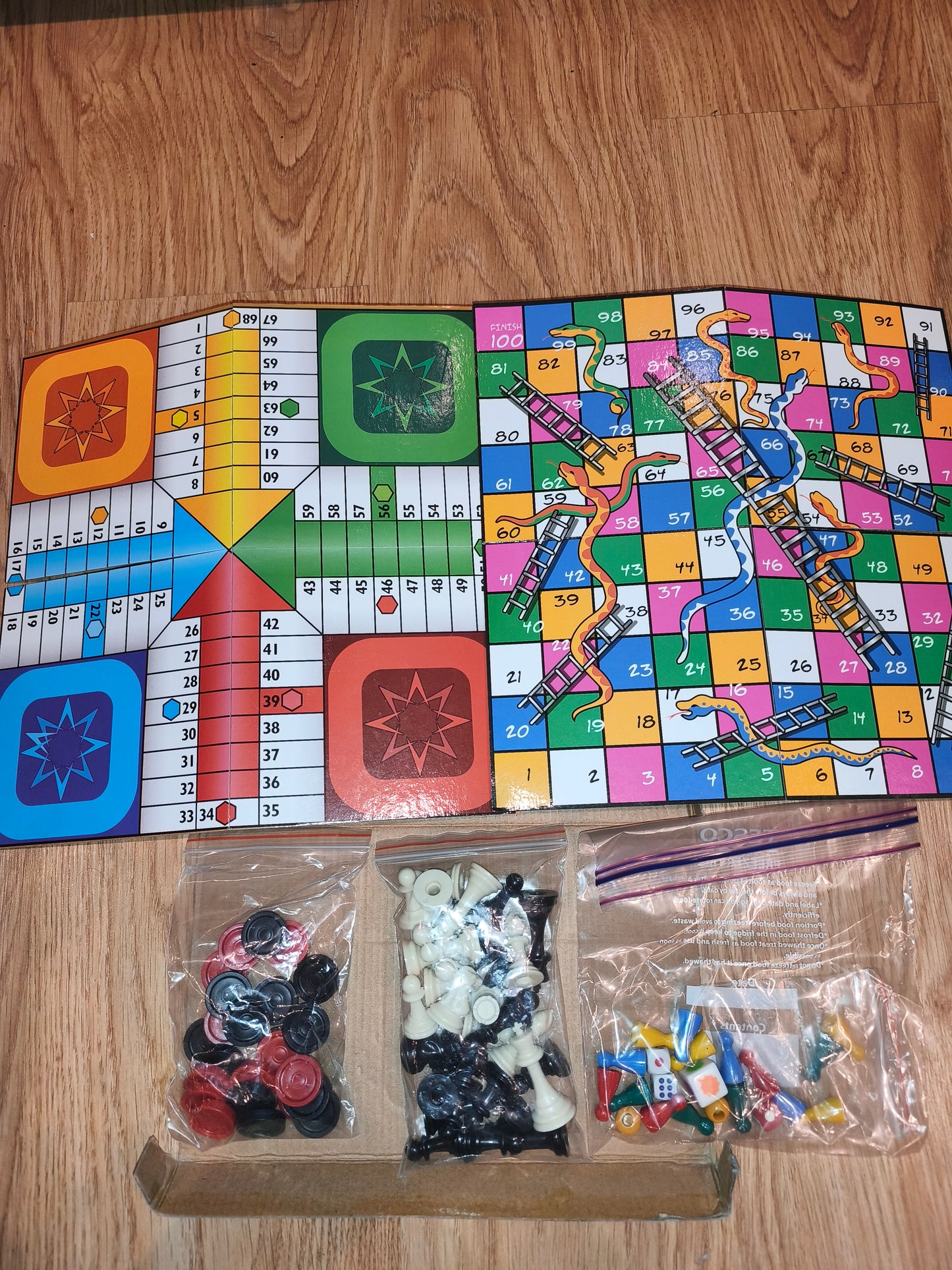 4 in 1 Game Set – Vintage Chess, Ludo, Snakes & Ladders, and Draughts
