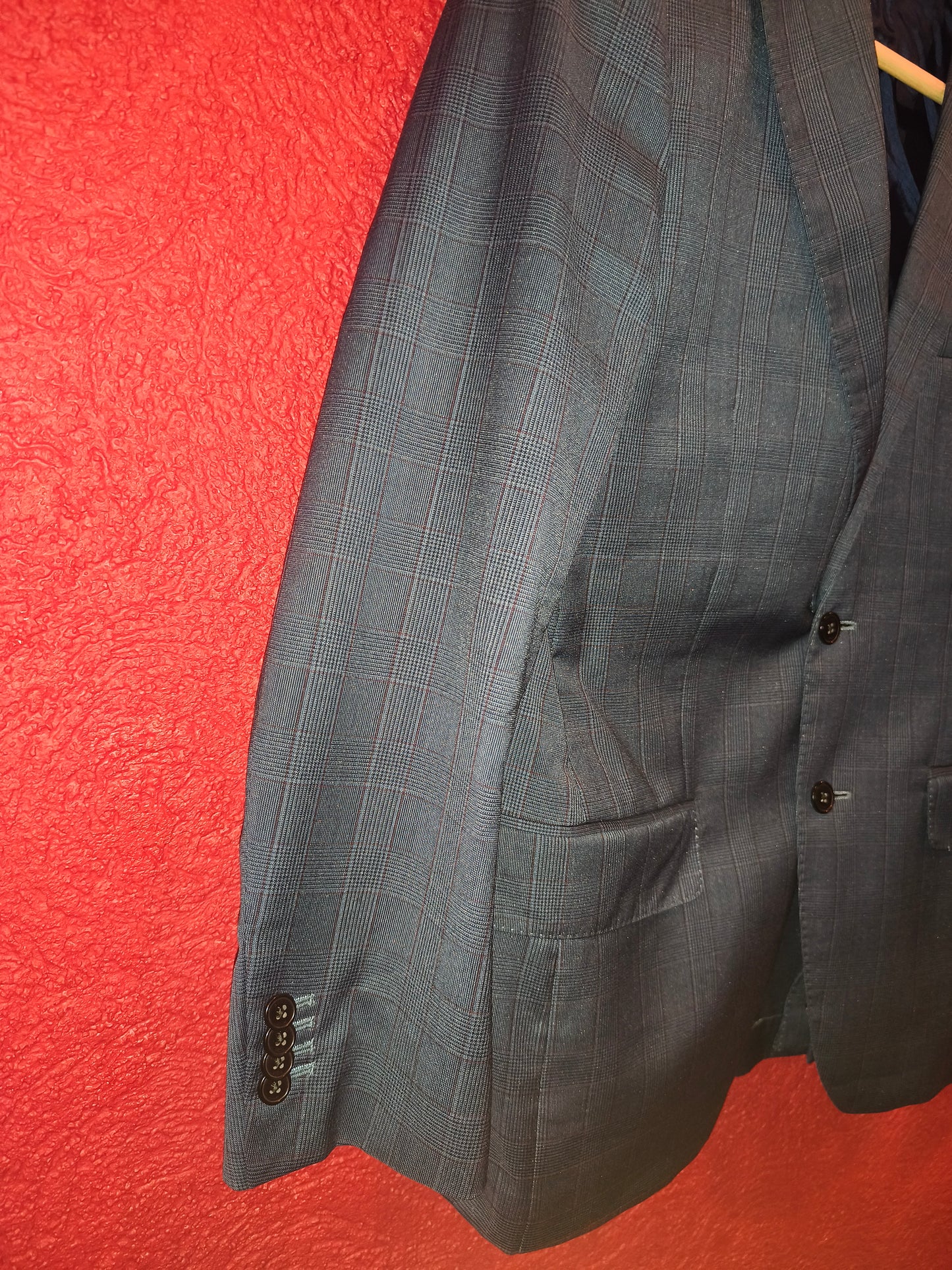 Boggi Milano Men's Blue Plaid Wool Silk Mohair Blazer Jacket - Guabello Fabric (Size EU 46R / US 36R)