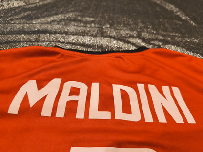 AC Milan Maldini #3 Jersey - Size Large - Red/Black Emirates Fly Better Soccer