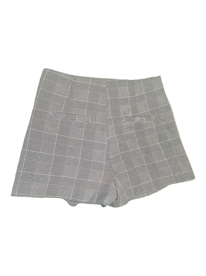Women's Grey Plaid Wrap-Style Mini Skort with Ring Detail (Defective Zipper)