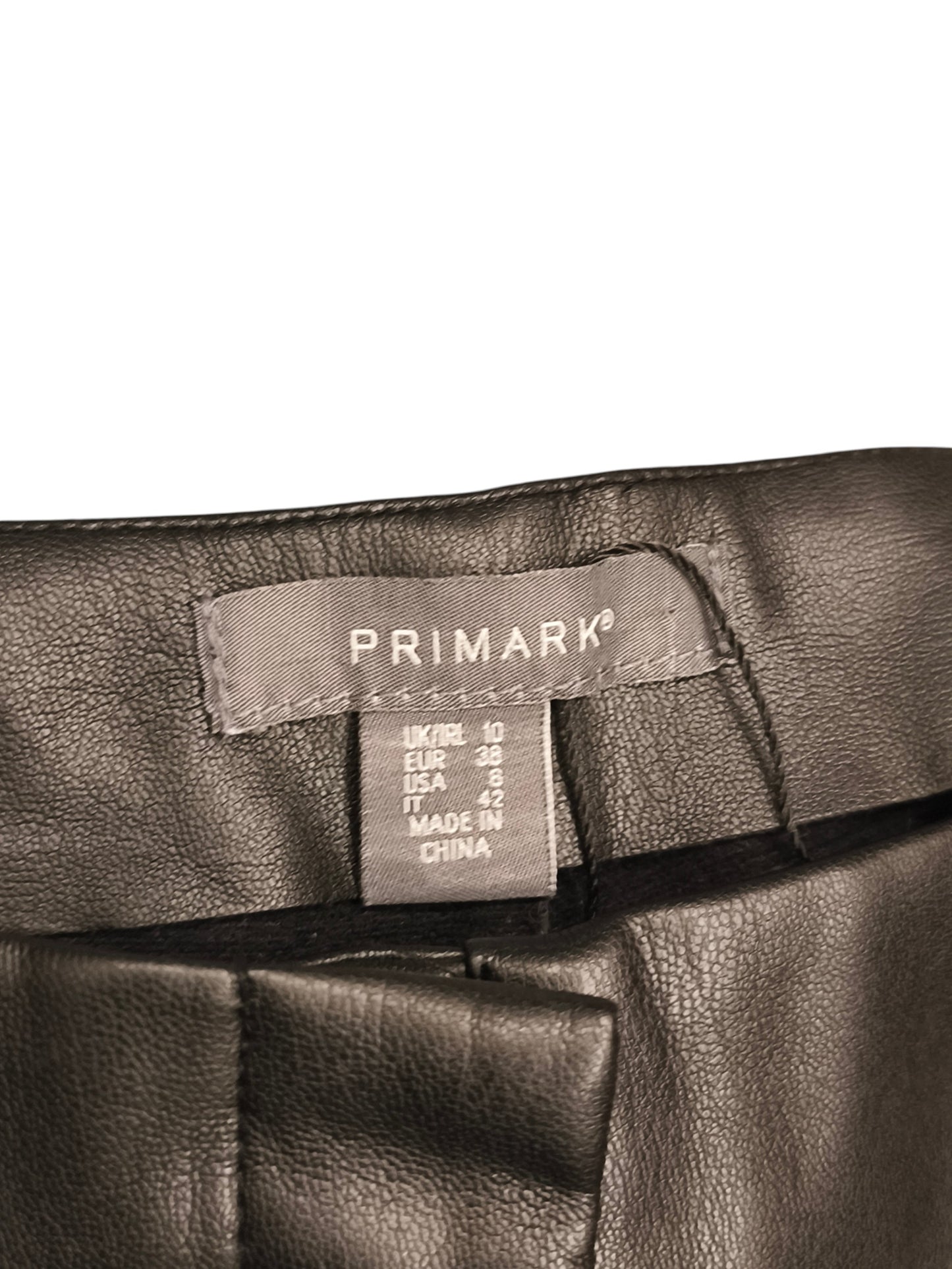 Primark Women’s Black Faux Leather Leggings Trousers Size UK 10 EUR 38 High Rise