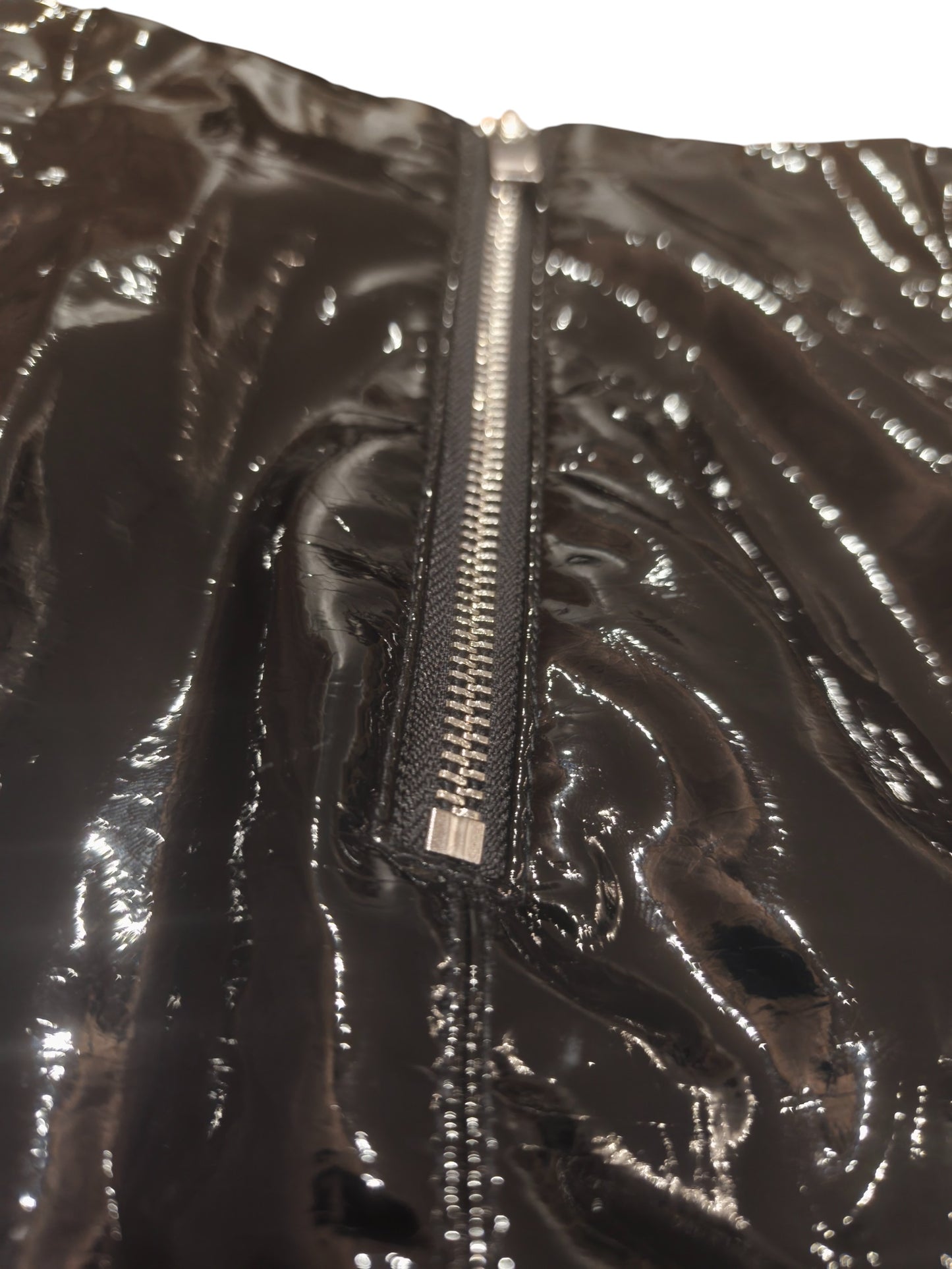 Gina Tricot Black Patent Faux Leather Mini Skirt - Size 34 (XS) - Shiny Vinyl PU