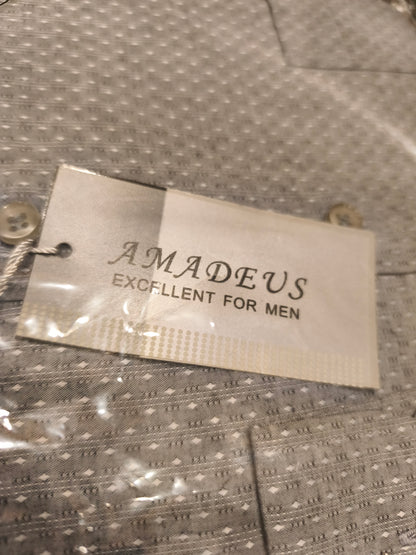 Amadeus Excellent For Men Dress Shirt Grey Geometric Pattern Size 39/40 NWT