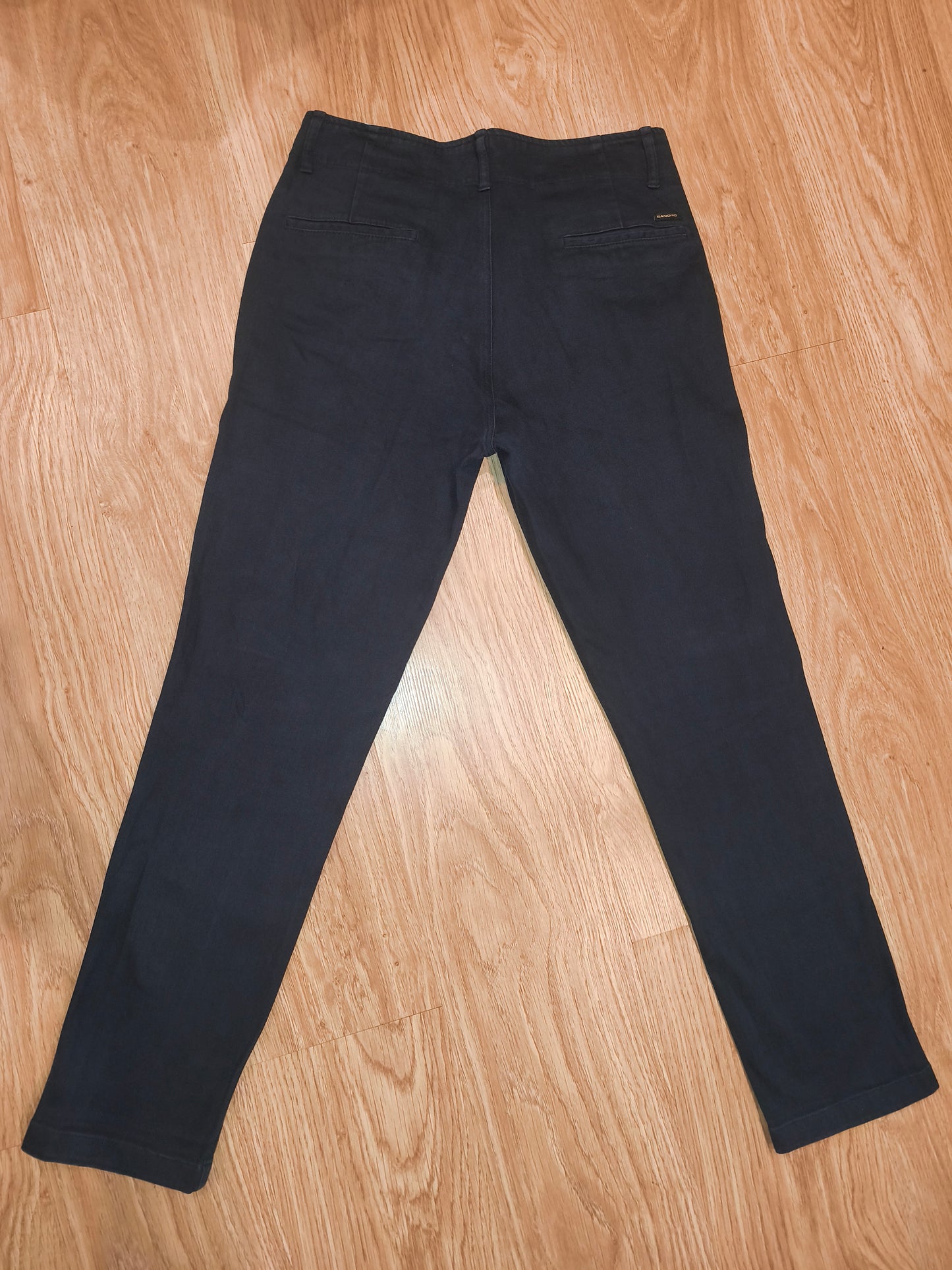 Sandro Paris Men's Navy Blue Chino Pants Size 44 Cotton Blend Button Fly Slim