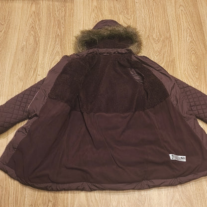 Girls Puffer Coat Hooded Faux Fur Fleece Lined Quilted Winter Jacket 13-14 YRS