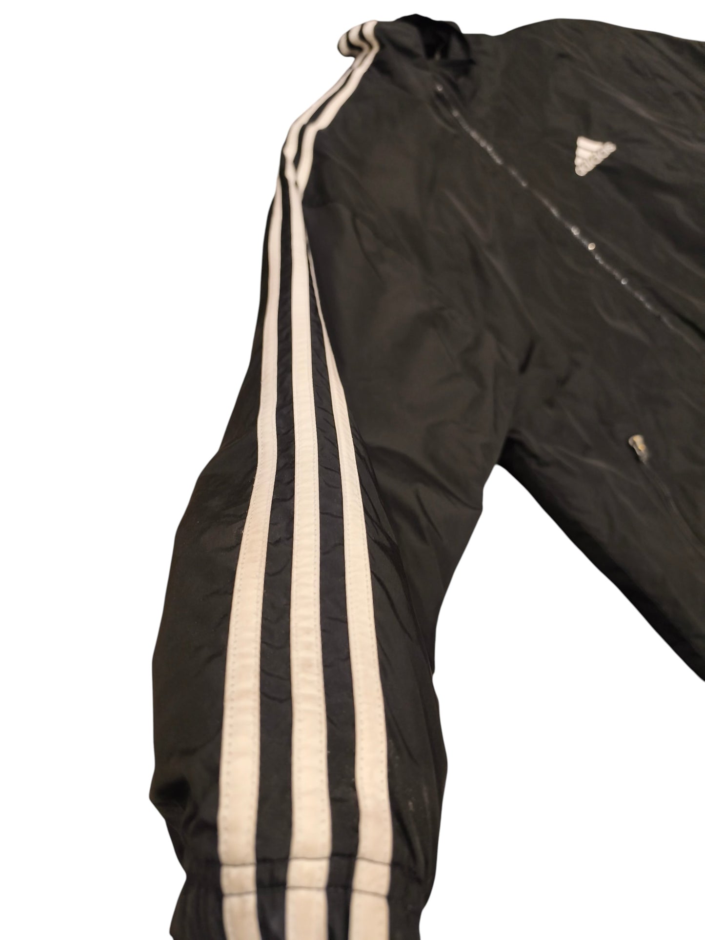 Vintage Adidas Performance Full-Zip Jacket Mens M Black 3-Stripe Activewear 80s