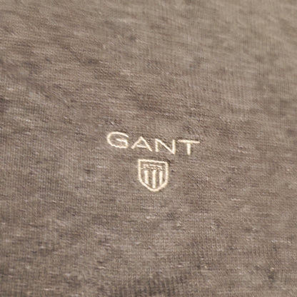 GANT Premium Cotton V-Neck Sweater Mens 2XL Charcoal Grey Knit Pullover Logo