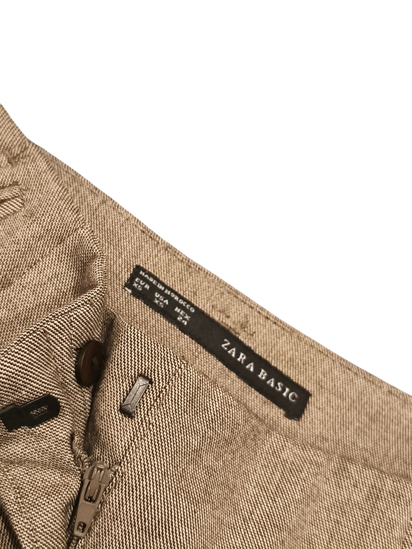 NWT Zara Basic Collection Tan Tapered Trousers Pants Pleated Cuffed XS 24