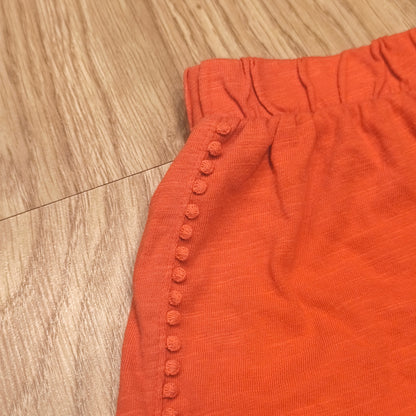 Next Baby Orange Shorts 9-12 Months Cotton Elastic Waist Pom Pom Trim