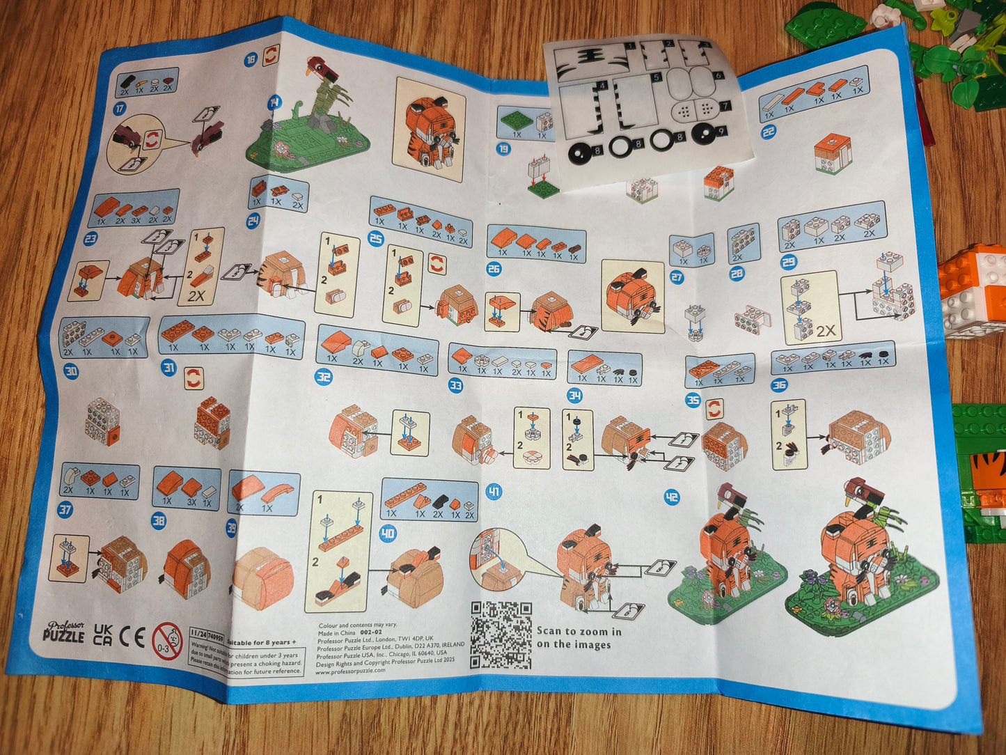 Professor Puzzle Little Bricks - Tiger Construction Toy Set
