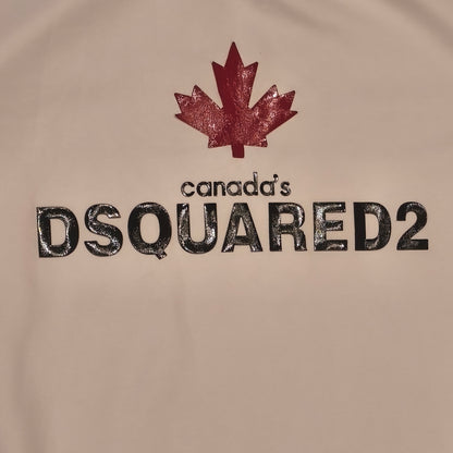 Dsquared2 Men's XXL White Sweatshirt Pullover Canada Tape Logo Sleeve Crewneck