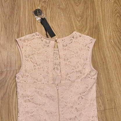Poof Apparel Pink Floral Lace Mini Dress Womens Large Sleeveless NWT