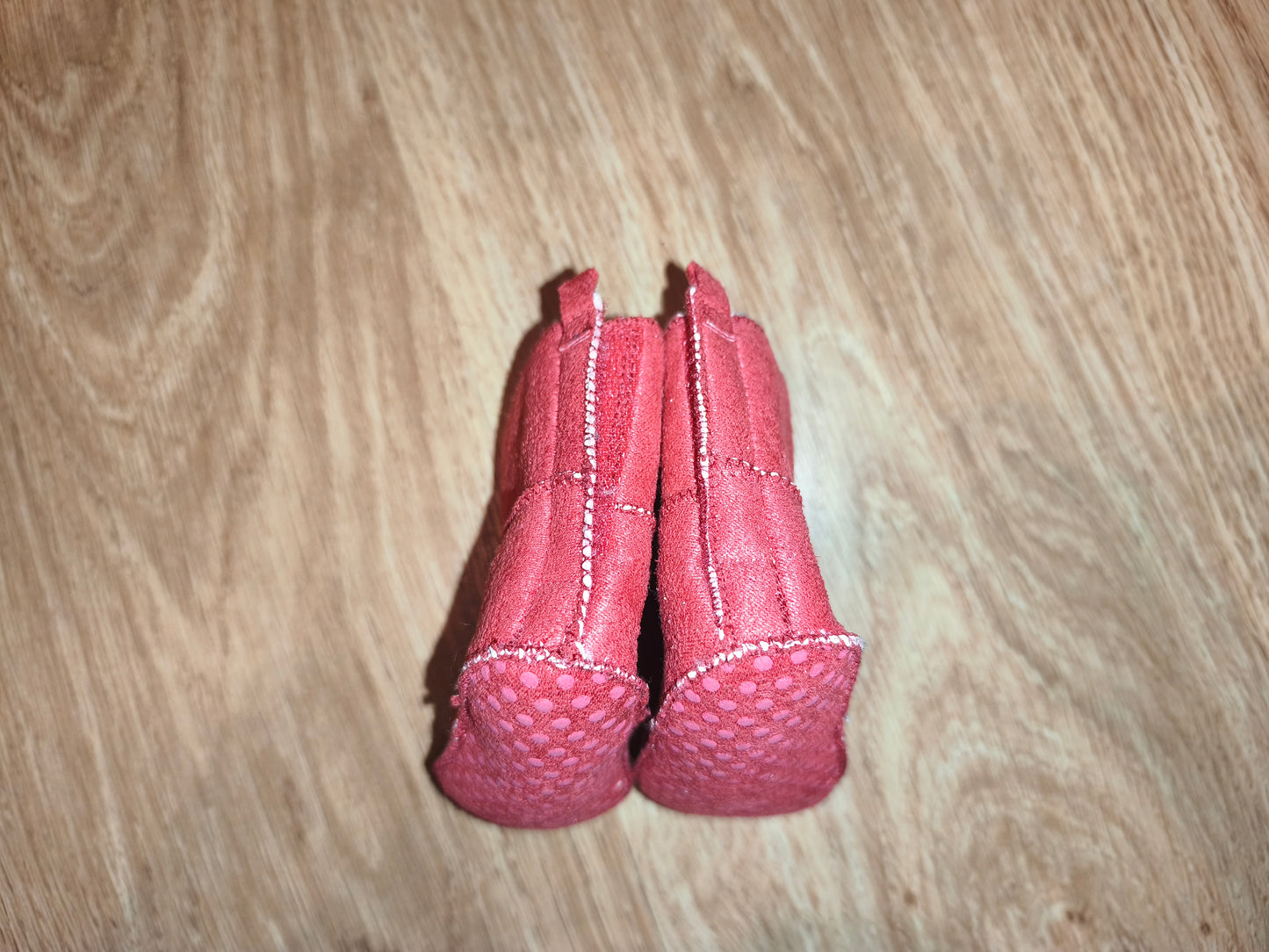 Baby Pink Faux Suede Winter Booties – Warm Fleece Lined (6–9 Months)