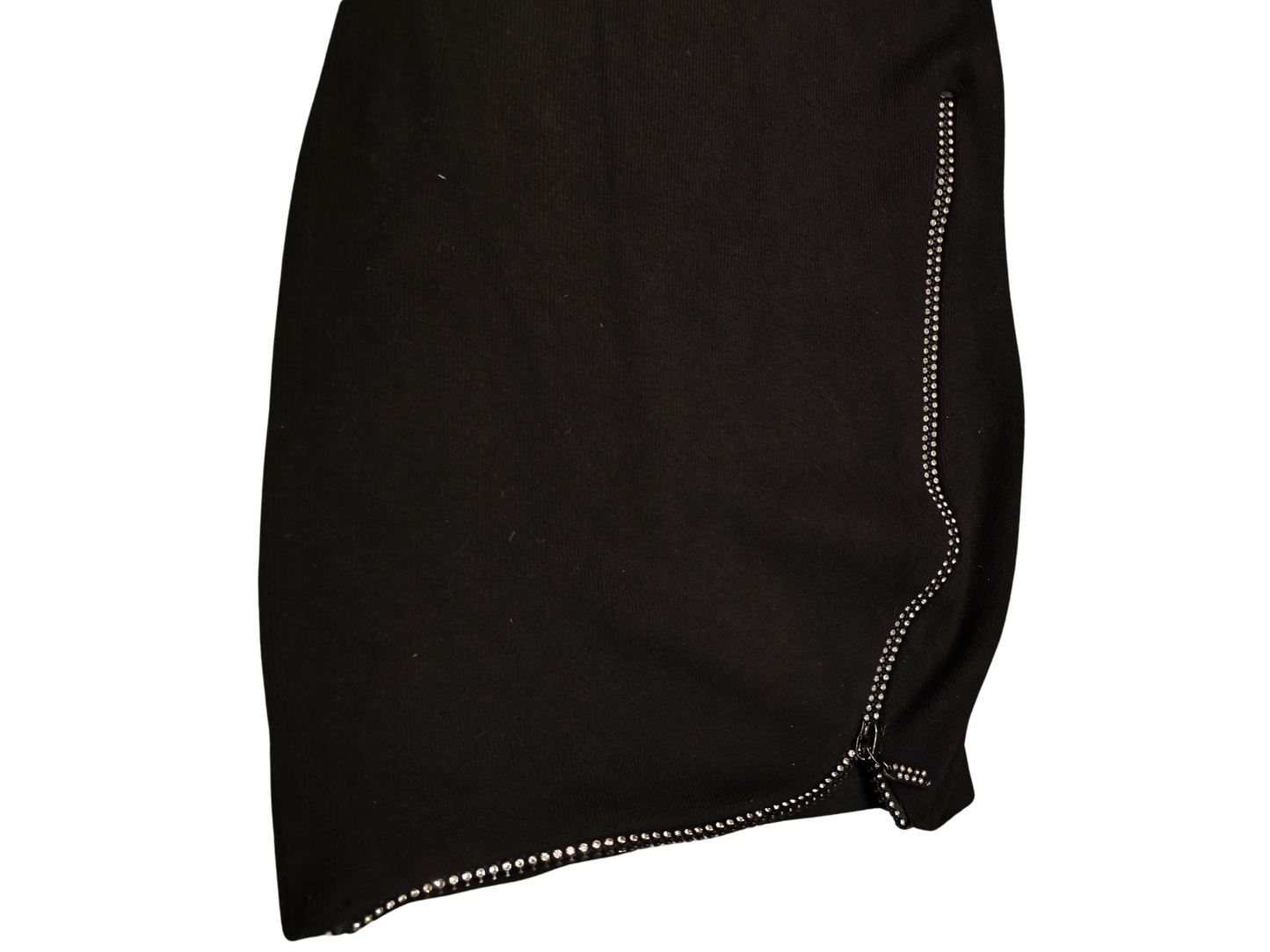 Rosy Days Black Bodycon Mini Dress Rhinestone Vogue Logo Crystal Zip Size TU
