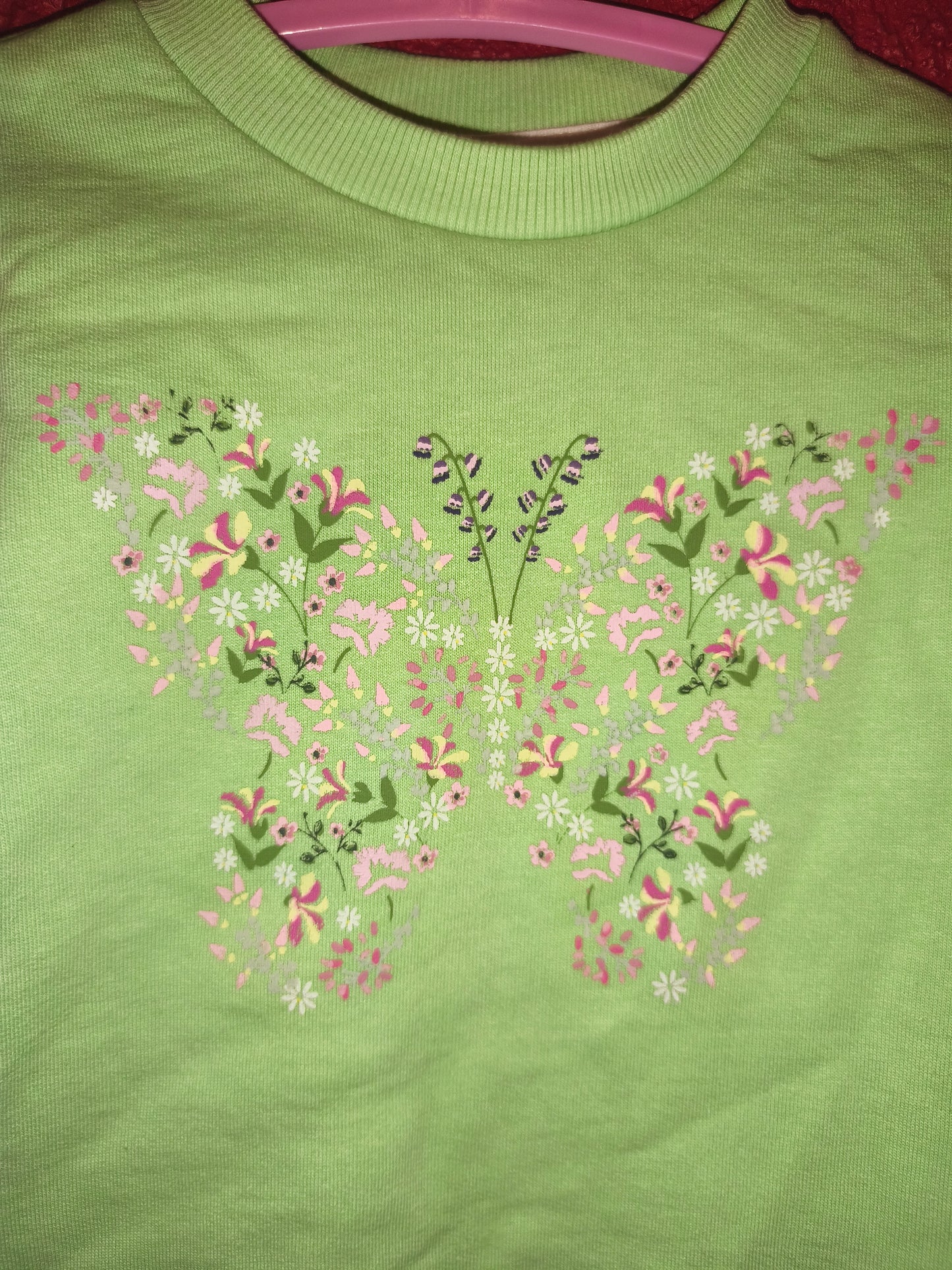 Seven Lemon Girls Light Green Floral Butterfly Sweatshirt – Size 98-104 (2-4 Y)