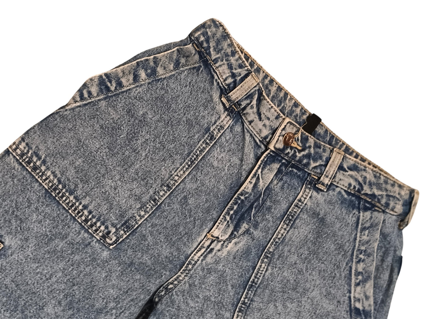 H&M Divided Acid Wash Wide Leg Carpenter Jeans Cargo Utility Denim Sz 4 (EUR 36)