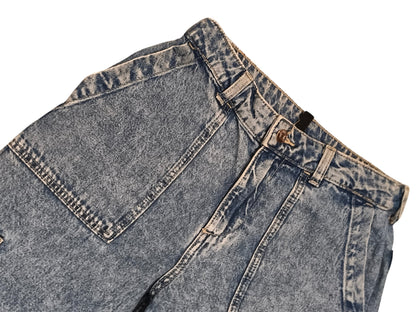H&M Divided Acid Wash Wide Leg Carpenter Jeans Cargo Utility Denim Sz 4 (EUR 36)