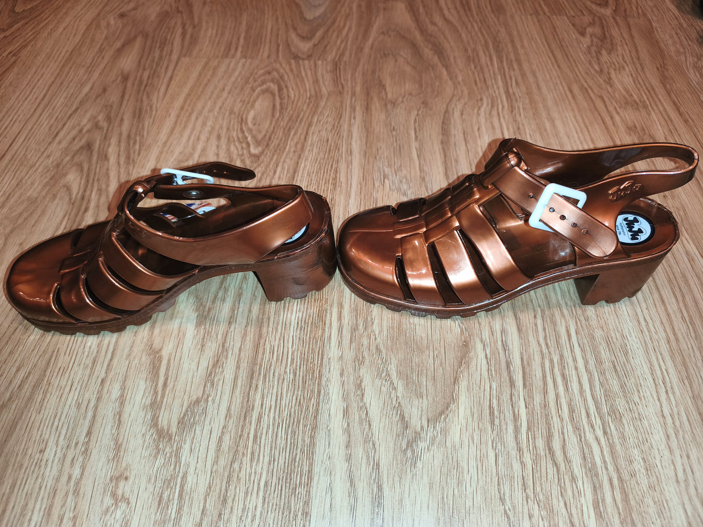 JuJu Original Maxi Heeled Jelly Sandals Bronze Metallic | UK 5 EU 38 US 7 | New