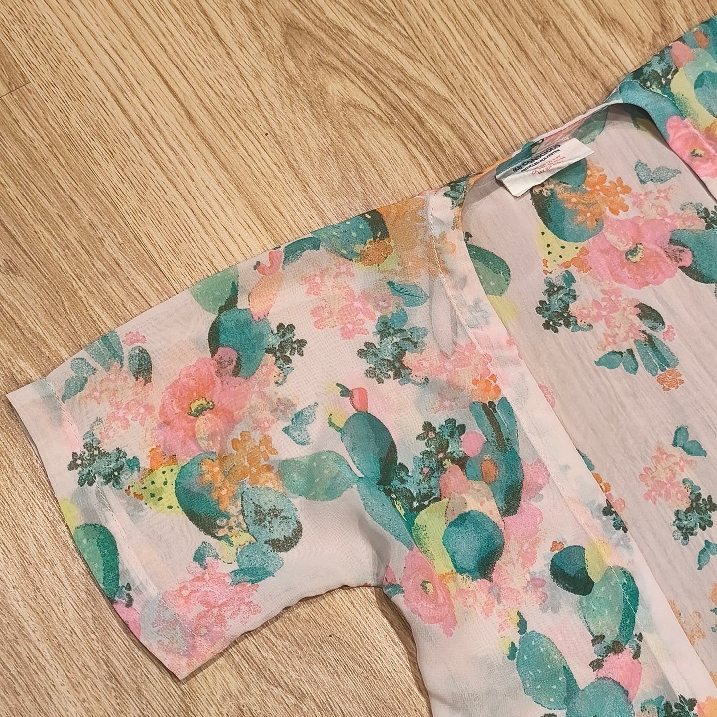 H&M Conscious Girls 3-4Y Sheer Floral Cactus Kimono Cardigan Open Front Top