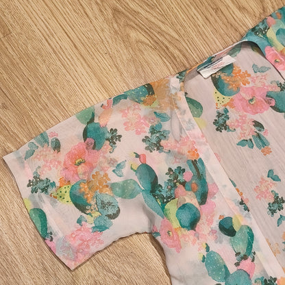 H&M Conscious Girls 3-4Y Sheer Floral Cactus Kimono Cardigan Open Front Top