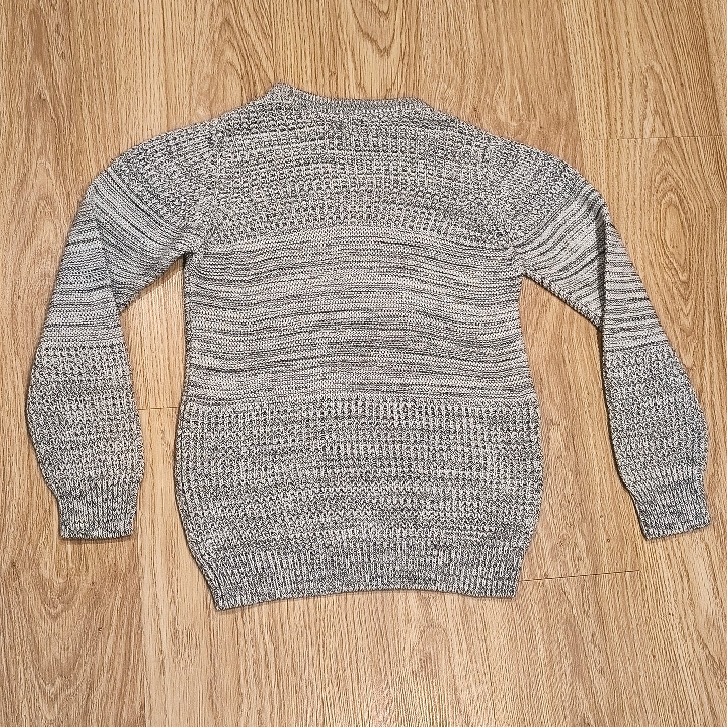 Next Boys Jumper Sweater Grey Black Marl Chunky Knit Crew Neck Age 11 146cm